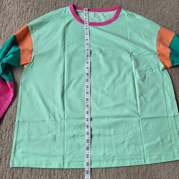 Women’s Casual Long Sleeve Patchwork Tunic Top – Teal – Size M – NWOT - Picture 3 of 7